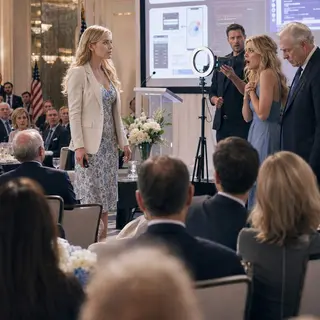 “Give her room to the videographer—she can sleep at a motel,” my father said, while my sister smirked beside the man holding her ring light. Hours later, she stood before investors claiming she built my five-million-dollar app. My hands went cold, but I didn’t cry. At 7:15, the ballroom screen exposed everything—and family learned who they had humiliated.