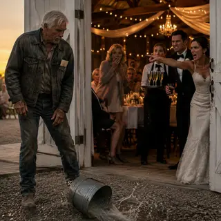 They Told the Old Ranch Hand to Wait Outside His Granddaughter's $15 Million Barn Wedding — Then the Brand Inspector Walked In and Asked for the Owner