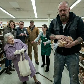 A Tattooed Biker Snatched Bread From a Nearly Blind Grandmother — Then the Supermarket Manager Looked Beneath the Wrapper