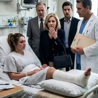When my mother-in-law’s cane struck my leg, I collapsed in front of everyone. My husband didn’t help me—he smirked and whispered, “Learn your place.” Three days later, they walked into my hospital room like they owned my pain. Then the doctor looked at them and said, “You need to sit down before I tell you what we found.” That was the moment their faces turned white…
