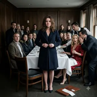 “My sister lifted her champagne and smirked, ‘You didn’t pay—don’t eat.’ Twenty-two relatives laughed as the waiter removed my plate. I stood, buttoned my coat, and said, ‘Then please put the entire bill under Vanessa’s name.’ She kept smiling—until the manager whispered that the total was already $9,500. What nobody at that table knew was that I had paid the deposit… and I had proof she’d forged far more than a dinner receipt.”