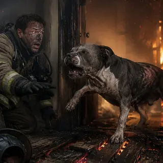 A Firefighter Thought a Burned Pit Bull Had Turned on Him — Seconds Later, He Realized the Dog Was the Only Reason He Was Still Alive
