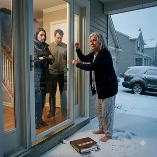 My daughter-in-law locked me outside during a snowstorm because I refused to sign the house over. “Sleep on the porch,” she shouted through the window. My feet went numb before a neighbor found me. At dawn, the sheriff returned with me—and informed her that she had twenty minutes to leave my property.