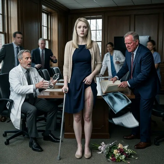My dad smiled at his hospital ceremony and told everyone, “She’s still being dramatic about that little surgery.” I stood there silent, remembering the scar he said would “heal fine.” Then the hospital director opened my file, his face turning cold. “Doctor,” he said, “this was never a little surgery.” By the time the board meeting ended, my father’s career was over… but the truth was just beginning.