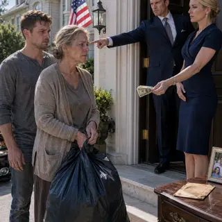 “You’ll ruin my reputation,” my millionaire son said, slamming his mansion door while I stood there homeless with a garbage bag. My doctor daughter gave me twenty dollars and called me a stranger. But my poorest son pawned his wedding ring to feed me. The next morning, an envelope behind an old dresser changed everything.