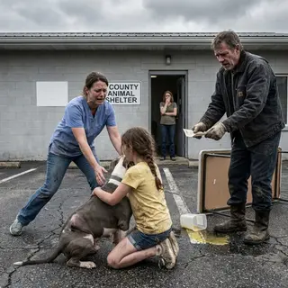 My Eight-Year-Old Daughter Set Up a Lemonade Stand to Save a Pit Bull at the Shelter Nobody Wanted to Operate On. She Made Eleven Dollars on the First Day. On the Third Day, the Town Showed Up — and So Did a Man Nobody Knew.
