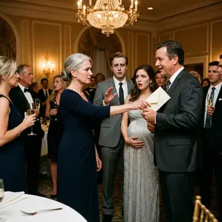 My husband told me, “Smile, Margaret. Don’t ruin your own party.” He said it while his mistress—my daughter-in-law—stood beside him wearing my dress. For thirty-eight years, I had smiled through lies, affairs, and humiliation. Not tonight. I placed one cream envelope in his hand and said, “Open it in front of everyone.” By the time he read the first sentence, the man who thought he owned everything realized he owned nothing.