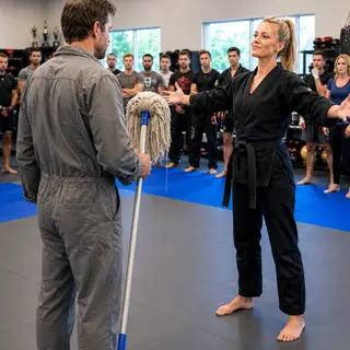 The Black Belt Humiliated My Daughter and Challenged Me—She Didn’t Know the Janitor Was a War Veteran…