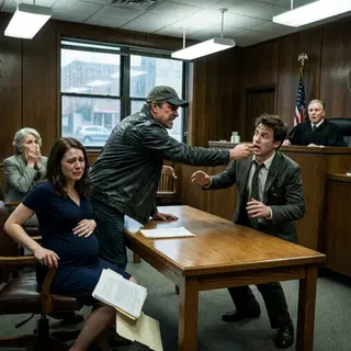 I was nine months pregnant when my husband slid divorce papers across the courtroom table and whispered, "Just sign it, Emily." My hands shook as the judge waited for my answer. I thought losing my marriage was the worst thing that could happen—until my father-in-law stormed inside, slapped his own son across the face, and shouted, "You're not the one hiding the biggest lie!" What happened next changed everything.
