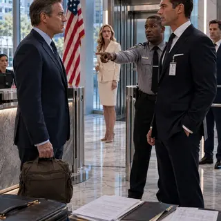 “That man is Mrs. Hartman’s husband,” the security guard laughed as I stood holding my wife’s favorite lunch. Through the glass, her operations VP walked toward her private elevator while staff treated him like the spouse. That night, I found one hotel suite, secret messages, and a divorce plan framing me. Then Lauren caught me at her laptop, wide awake.
