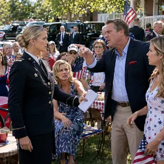 “She’s not a soldier. She’s a liar with government benefits.” My brother shouted it before forty relatives—and my father raised a beer to agree. Then black SUVs sealed the street, federal agents addressed me as Major, and the presidential motorcade waited for my clearance. Marcus stopped laughing when I received the envelope containing his forged deed—and my mother’s will inside.