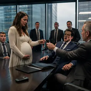 I walked into my husband’s million-dollar contract meeting seven months pregnant, and he laughed before I even reached the table. “Sweetheart, this is business, not a maternity class. Go wait outside.” His partners chuckled while I quietly took the empty chair at the head of the table. Then the attorney entered, placed the contract in front of me, and said, “We’re ready for the owner’s signature.” My husband’s smile vanished. “Owner?” he whispered. I picked up the pen. “You really should have read the company documents.”