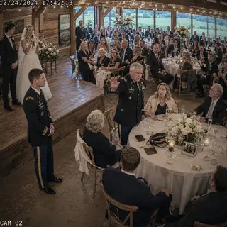 “Who would marry a woman whose biggest accomplishment is checking IDs at a gate?” my sister mocked into the microphone as two hundred wedding guests laughed. My mother joined in. I stayed silent—until the retired colonel beside the groom stood, stared at me, and said, “Actually, your sister isn’t a gate guard.” The room died. Then he revealed why.