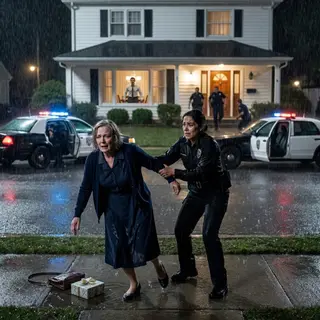 After two years of silence, my son finally invited me to dinner. Just as I reached the front door, the maid grabbed my arm and whispered, "Don't go inside! They're waiting for you!" I froze, stepped back into the shadows, and watched from across the street. Five minutes later, police cars surrounded the house... and I realized I had just escaped the trap of my own son.