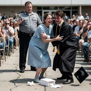 The Mother Who Showed Up in a Hospital Gown at Graduation — And the Moment Her Son Ran Down Left Everyone in Tears