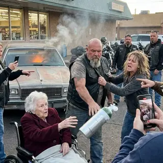A Biker Ripped an Oxygen Tank From a Struggling Grandmother and Threw It Across the Parking Lot—Then Firefighters Revealed What Was Burning Beside Her Car