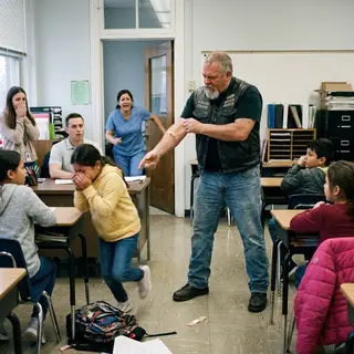 The Biker Showed His Scar To Her Class — But It Wasn’t Real