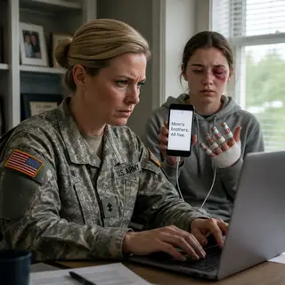 “Mom’s brothers. All five.” My seventeen-year-old daughter typed it through a wired-shut jaw, one eye swollen closed and three fingers splinted. They had hurt her for days, forged the medical story, and expected silence because they controlled the sheriff, doctor, and county. I wanted revenge. Instead, I opened the laptop. They thought I was hunting them. I was auditing everything.