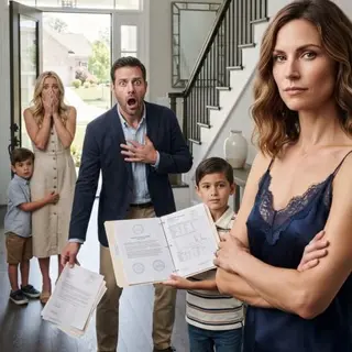My husband kicked open our front door with his glamorous mistress and a five-year-old boy in tow. "Sign the divorce papers and get out, Claire. We’re moving in," he sneered. Before I could speak, my son walked up and asked softly, "Dad... you really don't know?" He handed him a faded medical binder. The moment my husband flipped the page, all the color drained from his face...