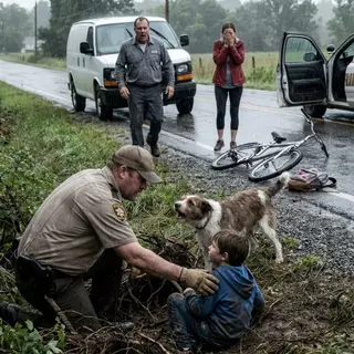 Drivers Thought a Stray Was Watching an Abandoned Bicycle — Then the Dog Walked Into the Brush and Started Barking