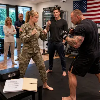 “Three minutes. That’s all you have to survive.” My brother said it while hiring a pro fighter to humiliate me in front of our parents. My lip split, Mom laughed, and Ryan started celebrating early. Then the buzzer sounded. I was still standing. Grandma appeared in the doorway and said, “Good. Now open the box.” Ryan’s real nightmare was inside.