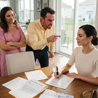 Brainwashed by his manipulative sister, my husband slammed divorce papers on the kitchen table: "Sign it and get out, you selfish leech!" I calmly signed every page on the spot. Without saying a word, I canceled all auto-pays—including the $14,500 private school tuition for his sister’s son. Two days later, my phone exploded as his family was thrown onto the street, begging for mercy.
