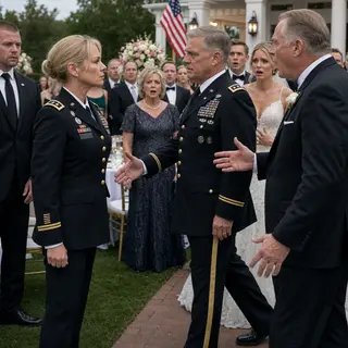 “She is nobody. Cross her name out and get her off this property.” My father said it at Quantico while security blocked me from my sister’s wedding. I stood there in Marine dress blues with two stars. Then a three-star general walked past Dad, stopped before me, and said, “You brought my boy home.” Suddenly, Dad’s lie became an audit.