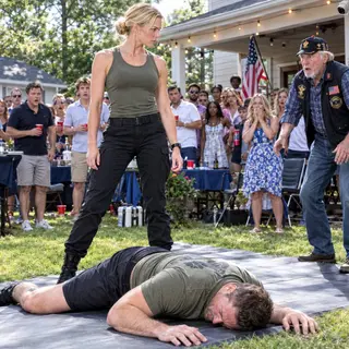 “I’ll go easy on you, sweetheart.” My Green Beret brother-in-law said it while forty people laughed and my six-year-old daughter watched. Then he lunged hard, trying to slam me for the cameras. Six seconds later, he was unconscious on his mat. An older veteran stopped his friends from rushing me. “That’s a Raider.” And the footage showed Kyle planned it.