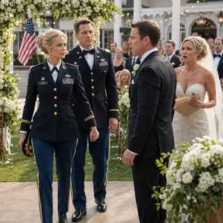 “You actually came?” my ex whispered at his wedding, staring at my Army dress uniform—and the husband beside me. He had divorced me for being “more married to the military,” then invited me expecting humiliation. Instead, Ryan went pale. But the disaster started when his bride pulled me aside. Melissa had screenshots—and apparently, she’d been waiting for me.