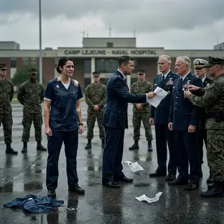 I opened the supply-room door by mistake and froze as the nurse changed her uniform, revealing a massive burn scar across her back. I had seen that exact wound described in a classified report—the unknown medic who shielded six Marines from an explosion and carried them to safety. “You were the hero they erased,” I whispered. By sunrise, I exposed the officers who stole her medals, and watched them stripped of rank before the entire base.