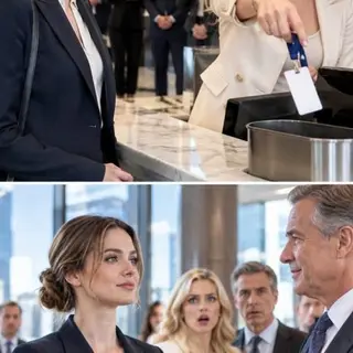 She looked at my seven-year-old suit, tossed my badge into the trash, and smiled. “You’re fired. People like you don’t belong on this floor.” I didn’t argue. I only asked, “Are you sure you’re authorized to do that?” She laughed and said, “My father runs this company.” Then the elevator opened—and the billionaire investor behind the $4 billion merger walked straight toward me.
