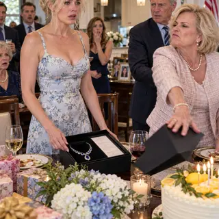 “A loser like you would bring something this cheap.” My mother shoved my gift back across the table while my father laughed at my “jewelry hobby.” Then I opened the box and revealed Grandma’s $46,000 sapphire necklace—the one they’d accused me of stealing for eight years. I had the will, auction records, and Mom’s signature. But worse was coming.