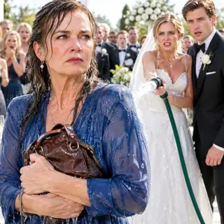 My son’s wedding day was supposed to be the happiest day of my life. Instead, my daughter-in-law blocked me at the door, aimed a garden hose at me, and drenched my dress in front of hundreds of guests. “Look at this disgusting beggar!” she sneered. Everyone laughed—until my son suddenly stepped forward, his face pale. “Mom… what did you bring with you?” He had no idea what was hidden inside my old handbag.