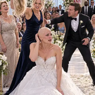 “Now my brother can finally see the bald cancer patient he’s marrying.” My sister-in-law ripped off my wig at the altar while my mother-in-law laughed. Then my husband exposed the family group chat proving they had planned the humiliation. Security removed them. But that wasn’t the real secret. They weren’t trying to stop our marriage because of cancer. They were protecting a hidden trust.