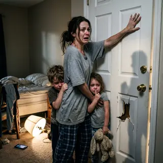 I was holding my two children behind a locked bedroom door when my ex-husband started kicking through the front door. “Open up, Tessa!” he screamed, drunk and furious, while I whispered to my kids, “Don’t move. Don’t make a sound.” Ten minutes later, the police had him face-down on my lawn. But by morning, the phone call I got changed everything.
