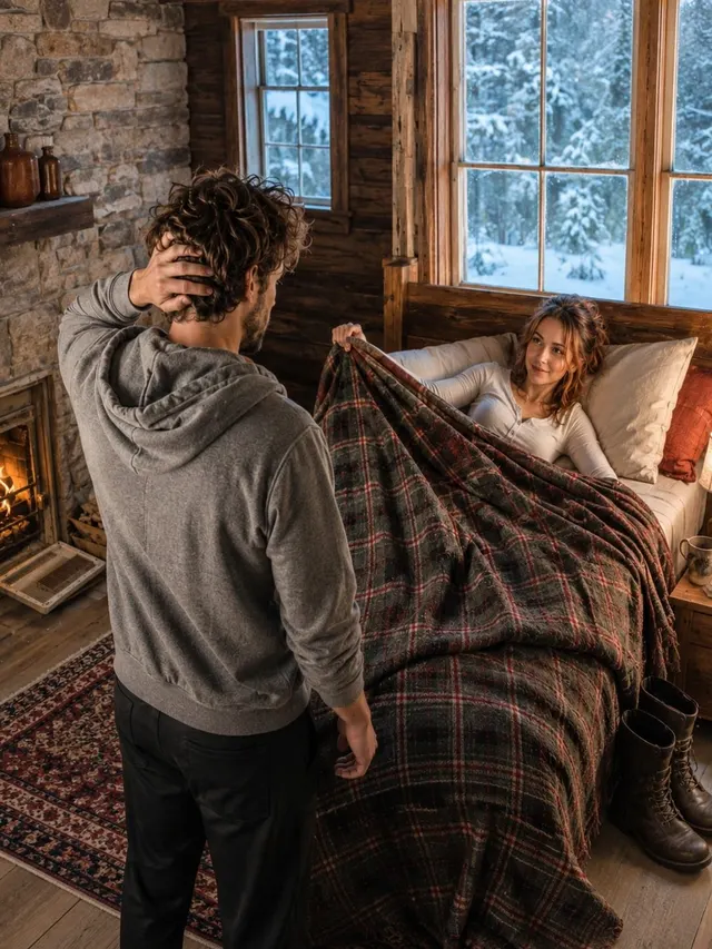 The Cabin Had Only One Bed and the Heater Broke… My Best Friend Said, “Just Get In. I’m Freezing.”