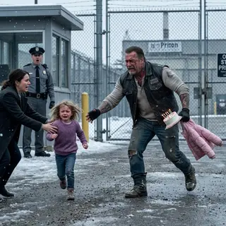 A Tattooed Biker Stood Outside a Prison Gate for Four Hours Holding a Child’s Coat and a Tiny Birthday Cake — Then Everyone Learned He Wasn’t Waiting for an Inmate