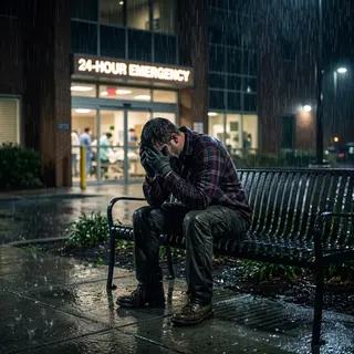 A Father Sat in the Rain Outside the Hospital for 6 Hours. He Never Went Inside. A Nurse Saw Him and the Truth Destroyed Her.