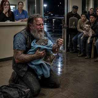 A Tattooed 59-Year-Old Biker Stormed Into an Animal Hospital at Midnight Holding an Old Cat in a Baby Blanket — Then Everyone Discovered Who the Cat Had Been Searching For