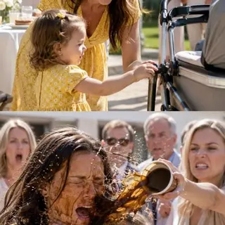 The moment my two-year-old daughter touched my cousin’s stroller, my sister-in-law threw boiling coffee into her face. “Get that little brat out of here!” she screamed, while my in-laws watched like Mia deserved it. I didn’t fight. I didn’t cry. I ran to the hospital, holding her yellow dress in my hands… not knowing a camera had already recorded the truth that would destroy them.