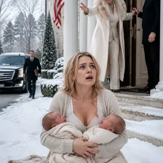 “Take your babies and get out,” my mother-in-law screamed, throwing my coat into the snow as my ten-day-old twins cried against my bleeding chest. My husband opened the door wider, then locked it behind us. He thought I was broke, weak, disposable. But eleven minutes later, a black Escalade exposed the lie that destroyed them all legally.