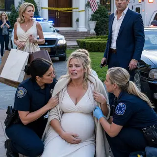 “Don’t you dare move,” my husband snapped, deadbolting the door while I clutched my stomach, thirty-eight weeks pregnant with twins. His mother laughed from the driveway, waiting for Saks bags, as another contraction dropped me to the floor. My phone slid under the couch. Four hours later, he came home smiling—until he saw the police tape on the porch.