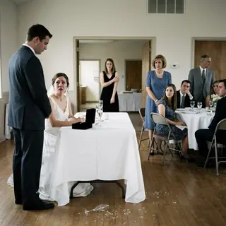 My parents banned me from my sister’s wedding, warning, “Show your face and you’re no longer our daughter.” So I stayed home and sent one elegant black box. The moment she opened it, her scream stopped the music.