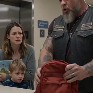 A Tattooed Biker Snatched a Little Boy’s Book Bag in a Hospital Lobby — Then Everyone Discovered He Had Been Reading to an Empty Bed for Five Years