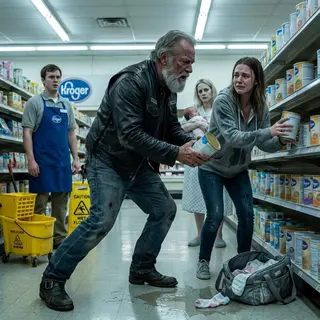 A Tattooed 60-Year-Old Biker Blocked the Baby Formula Aisle Reading Every Label Like a Secret Code — Then Everyone Learned Why His Hands Were Shaking