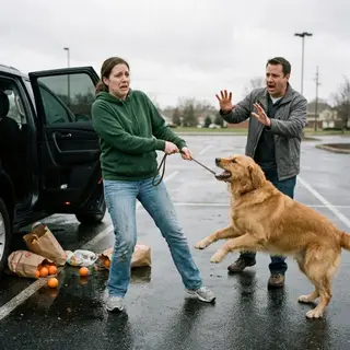"Buddy had never growled at a stranger before… until that day." My heart froze as he lunged with terrifying fury, barking like he was trying to save my life. "Get away from her!" the man shouted, stumbling backward. Everyone thought my dog had gone mad—but hours later, I learned my owner had died in what police called a tragic accident. Buddy knew something before any of us did… and the stranger was hiding a secret that would change everything.