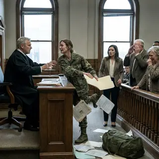 "SHE'S JUST A HOMELESS VETERAN!" — MY SISTER SCREAMED IN COURT. BUT WHEN I PLACED A PAPER ON THE JUDGE'S DESK, HE SAID ONLY: "LOCK THE DOORS. NO ONE LEAVES THIS ROOM". DAD TURNED AWAY... MOM TREMBLED, AND MY SISTER FROZE