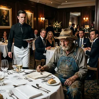 A Fancy Restaurant Tried to Kick Out a Farmer in Overalls. The Chef Came Out and Knelt.