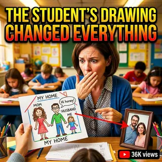 A Student Drew Her Teacher's Husband in a Family Portrait. With the Student's Mom.