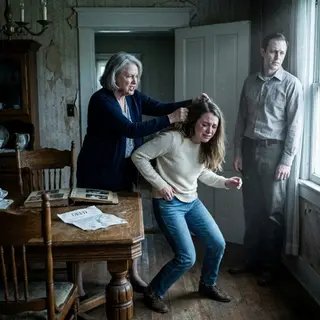 My mother-in-law slammed the deed onto the table and hissed, ‘You’re married now—the house must become shared property.’ When I refused, she grabbed my hair and dragged me toward the floor while my husband watched in silence. I didn’t scream. I simply pressed the hidden recorder in my pocket and smiled through the pain. She thought she was taking my home, but by morning, she would discover what I had already taken from her.